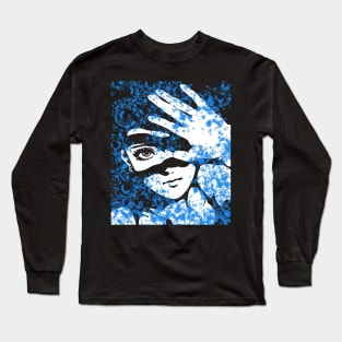 Punk Fashion Style Light Blue Glowing Girl Long Sleeve T-Shirt